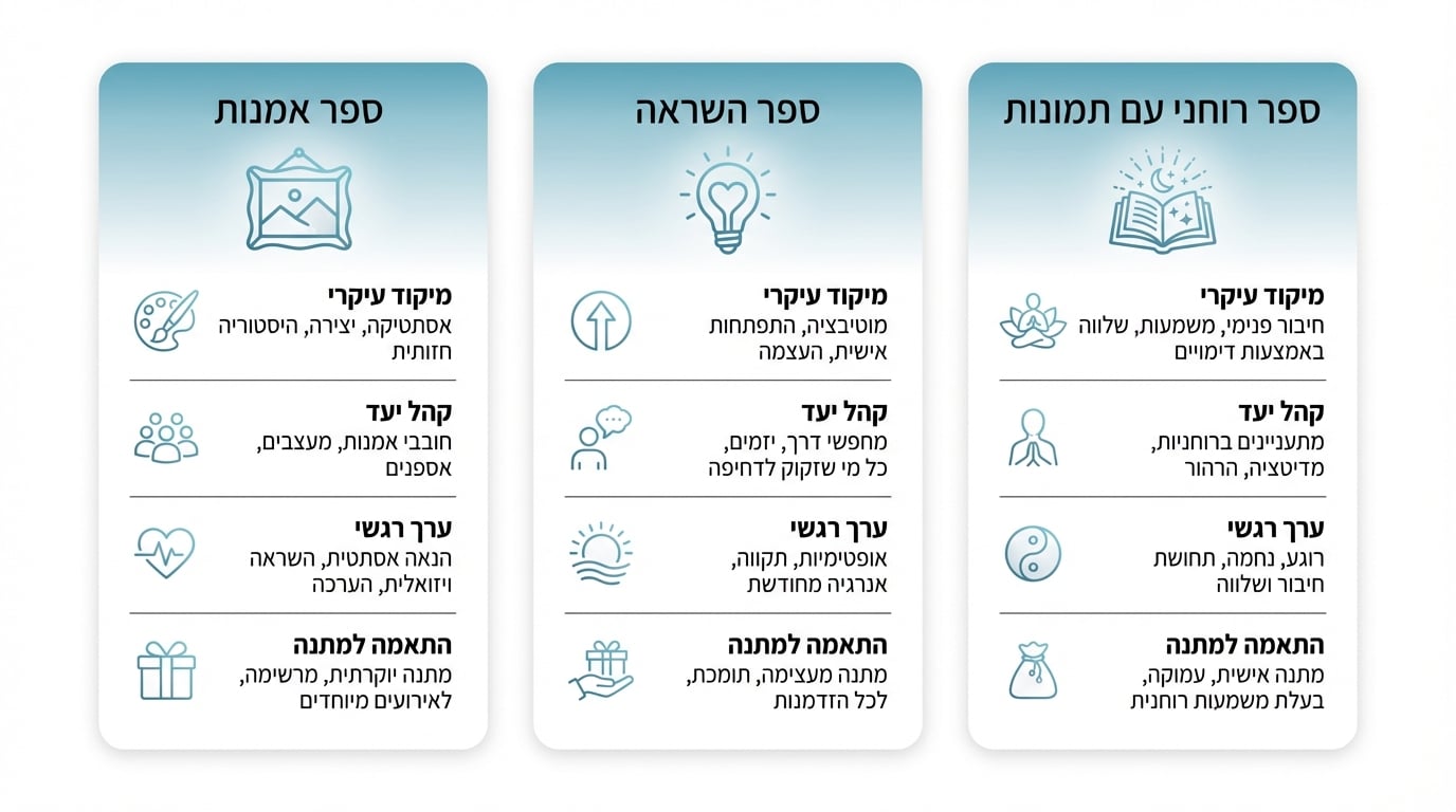 מה ההבדל בין ספר אמנות ספר ציורים וספר השראה