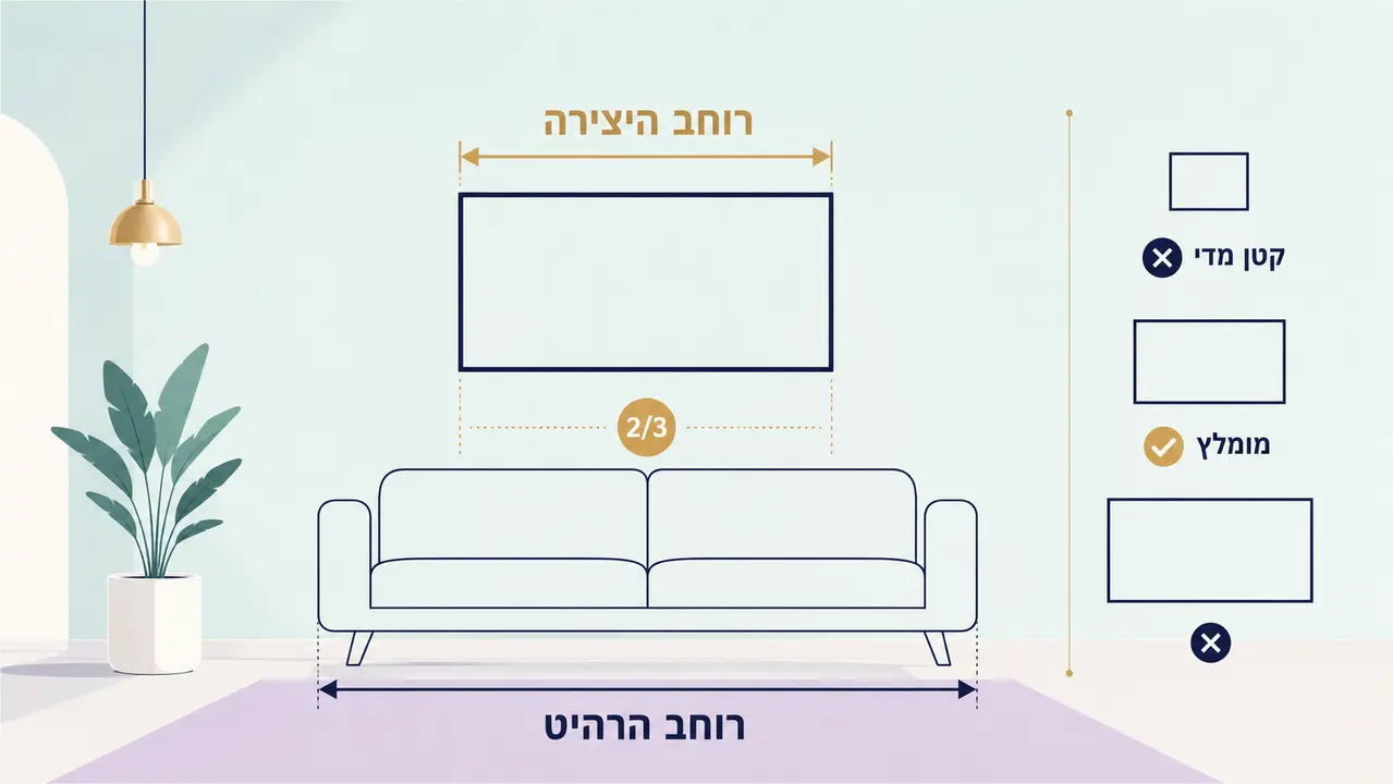 איזה גודל קנבס מומלץ לציור השגחה פרטית בסלון?